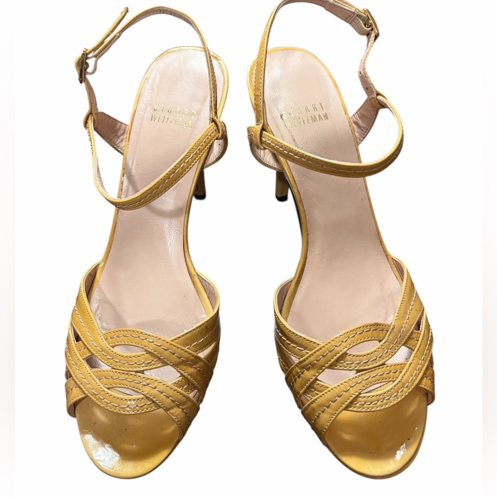 Stuart Weitzman Yellow Leather Strappy Heels